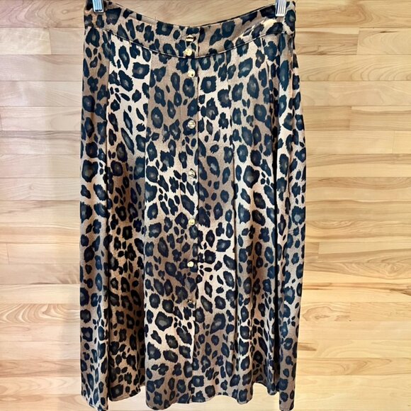 🐆 ZARA – Fierce & Flowy Leopard Midi Skirt (M) - Picture 1 of 5